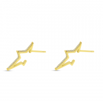 14K Yellow Gold Diamond Starburst Huggie Earrings