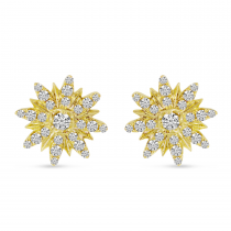 14K Yellow Gold Starburst Diamond Earrings