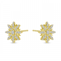 14K Yellow Gold Starburst Diamond Earrings