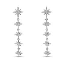 14K White Gold Celestial Diamond Dangle Earrings
