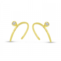 14K Yellow Gold Single Diamond Horseshoe Earrings