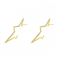 14K Yellow Gold Large Diamond Starburst Earrings