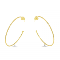 14K Yellow Gold Dashing Diamond Charm Hoop Earrings