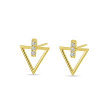 14K Yellow Gold Diamond Open Arrow Stud Earrings