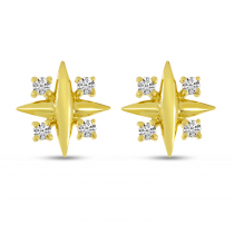 14K Yellow Gold Diamond X Post Earrings