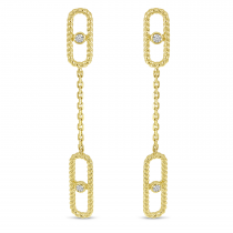 14K Yellow Gold Diamond Twist Paperclip Chain Earrings