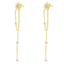 14K Yellow Gold Dashing Diamonds Chain with Starburst Stud Earrings