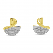 14K Yellow Gold Diamond Pave Disc Earrings
