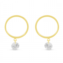 14K Yellow Gold Small Front Hoop .50 Ct Diamond Earrings