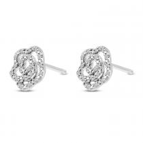 14K White Gold Diamond Petite Flower Stud Earrings
