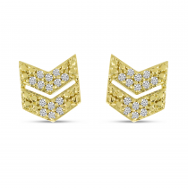 14K Yellow Gold Diamond Chevron Stud Earrings