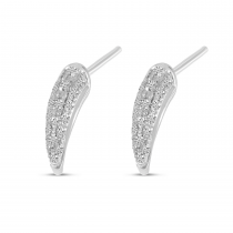 14K White Gold Diamond Horn Post Earrings