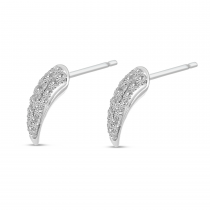 14K White Gold Diamond Horn Post Earrings