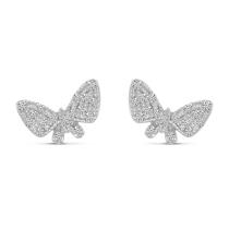 14K White Gold Diamond Butterfly Stud Earrings