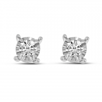 14K White Gold .18 Diamond Illusion Stud Earrings