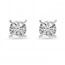 14K White Gold .24 Diamond Illusion Stud Earrings