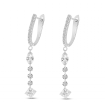 14K White Gold Pear Marquise Round Cut Dashing Diamond Earrings