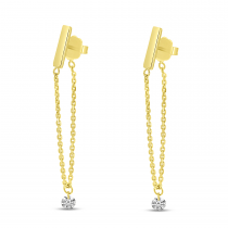 14K Yellow Gold Dashing Diamond Chain Earrings
