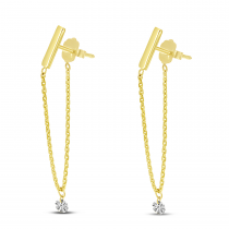 14K Yellow Gold Dashing Diamond Chain Earrings