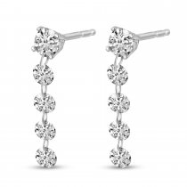 14K White Gold Dashing Diamonds Drop Earrings