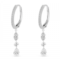 14K White Gold Dashing Diamond Marquise Round Pear Cut Earrings