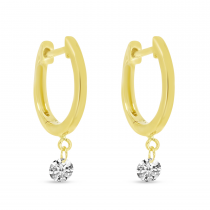 14K Yellow Gold Dashing Diamond Huggie Earrings