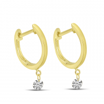 14K Yellow Gold Dashing Diamond Huggie Earrings
