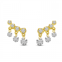 14K Yellow Gold Dashing Diamond Ear Climbers