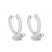 14K White Gold Diamond Huggie Earring