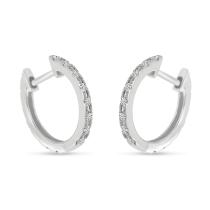 14K White Gold  Diamond Hoops