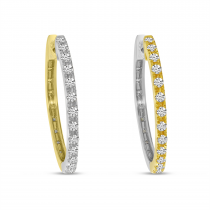 14K Yellow and White Gold Two Tone . 52 Ct Diamond Hoops