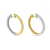 14K Yellow and White Gold Two Tone Reversible .52 Ct Diamond Hoops