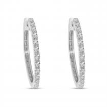 14K Yellow and White Gold Two Tone . 52 Ct Diamond Hoops