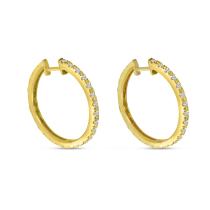 14K Yellow and White Gold Two Tone . 52 Ct Diamond Hoops