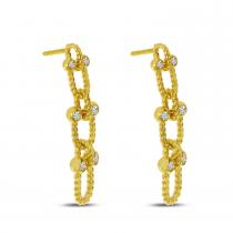 14K Yellow Gold Diamond Twist U-Link Earrings