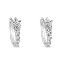 14K White Gold Diamond Graduated Huggie Earrings