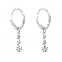 14K White Gold Triple Diamond 1.04 Ct Dashing Diamond Earrings