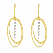 14K Yellow Gold Double Oval 3-D Earrings