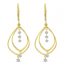 14K Yellow Gold Dashing Diamond Double Teardrop Earring