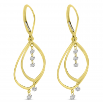 14K Yellow Gold Dashing Diamond Double Teardrop Earring