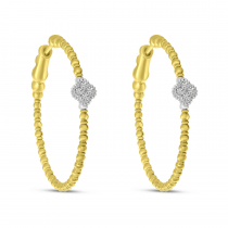 14K Two Tone Yellow and White Gold Diamond Flexible Hoops 