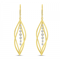 14K Yellow Gold 3D Swirl Earrings