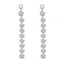 14K White Gold Dashing Diamond 9 Stone Dangle Ear Jacket