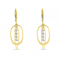 14K Yellow Gold Dashing Diamond Petite Oval 3D Earrings