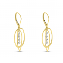 14K Yellow Gold Dashing Diamond Petite Oval 3D Earrings 