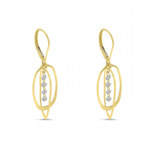 14K Yellow Gold Dashing Diamond Petite Oval 3D Earrings