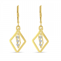 14K Yellow Gold Dashing Diamond Petite 3D Geometric Earrings