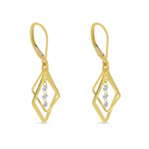 14K Yellow Gold Dashing Diamond Petite 3D Geometric Earrings 