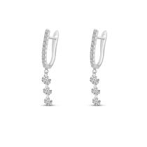 14K White Gold Dashing Diamonds Huggie Cascading Earrings
