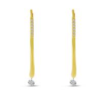 14K Yellow Gold Long Single Floating Diamond Earrings